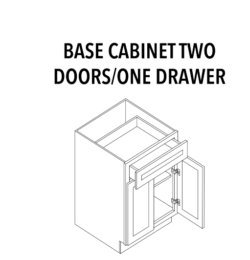Base Cabinet — Two Doors, One Drawer — product illustration