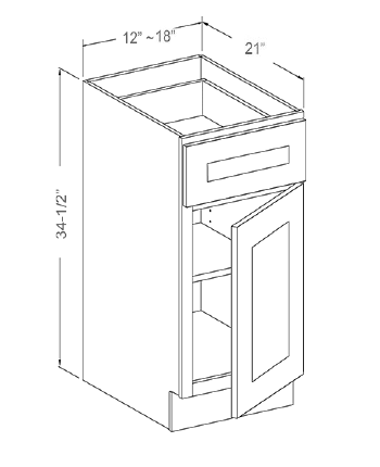 Vanity Base Cabinet — Door & Drawer — product illustration