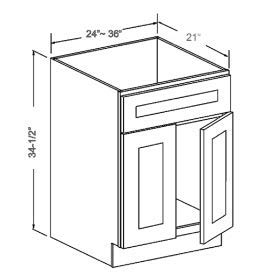 Vanity Sink Base Cabinet — 21 in Depth — product illustration