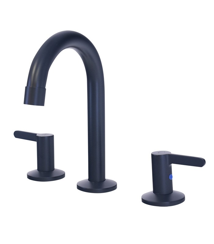 Widespread Bathroom Faucet with Pop-up Drain in Matte Black