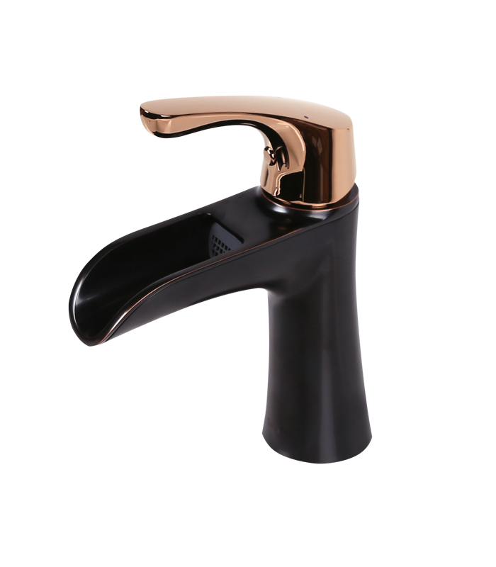 Single Hole Bathroom Faucet in Rubbed Bronze and Rose Gold