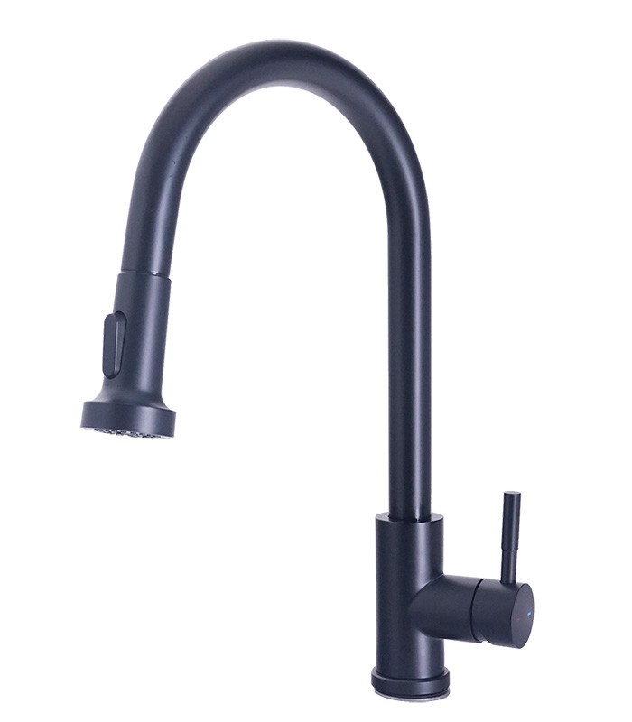 Pull Down Kitchen Faucet in Matte Black