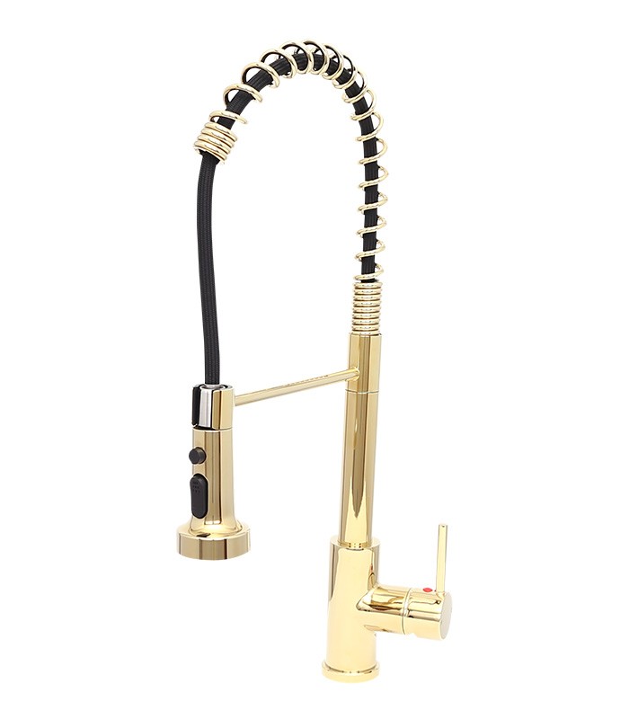 Pull Down Kitchen Faucet in Gold