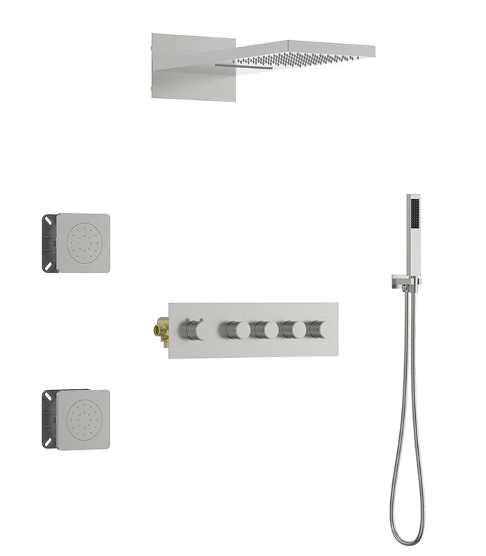 Shower System Square Rainfall Shower Head and Handheld Shower Head in Brushed Nickel
