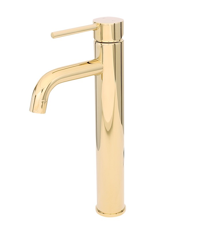 Single Hole Vessel Bathroom Faucet in Gold