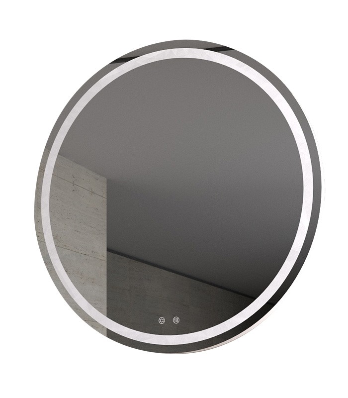 LED Round Frameless Bathroom Wall Mirror with Touch Sensor Anti-Fog