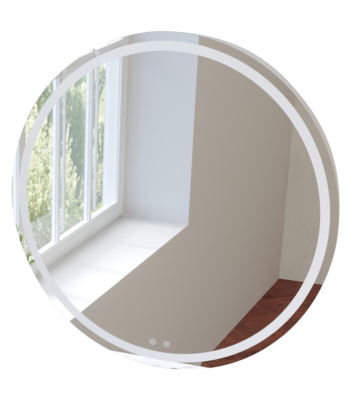 LED Round Frameless Bathroom Wall Mirror with Touch Sensor Anti-Fog