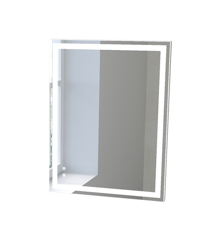LED Rectangular Frameless Bathroom Wall Mirror with Touch Sensor Anti-Fog