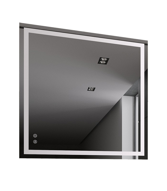 LED Rectangular Frameless Bathroom Wall Mirror with Touch Sensor Anti-Fog