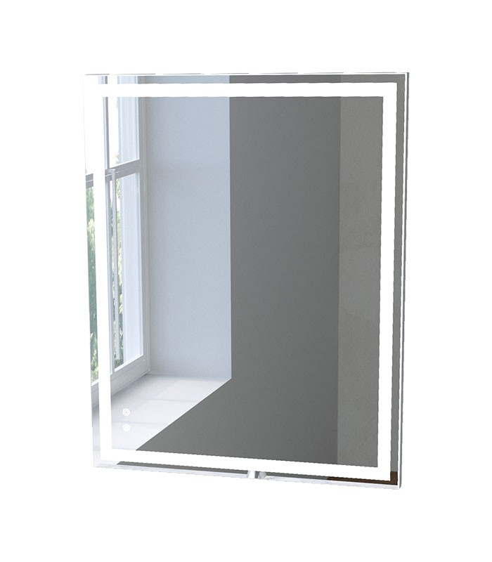 LED Rectangular Frameless Bathroom Wall Mirror with Touch Sensor Anti-Fog