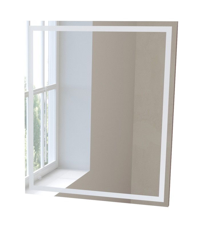 LED Rectangular Frameless Bathroom Wall Mirror with Touch Sensor Anti-Fog