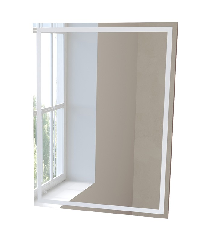 LED Rectangular Frameless Bathroom Wall Mirror with Touch Sensor Anti-Fog