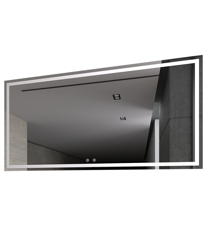 LED Rectangular Frameless Bathroom Wall Mirror with Touch Sensor Anti-Fog