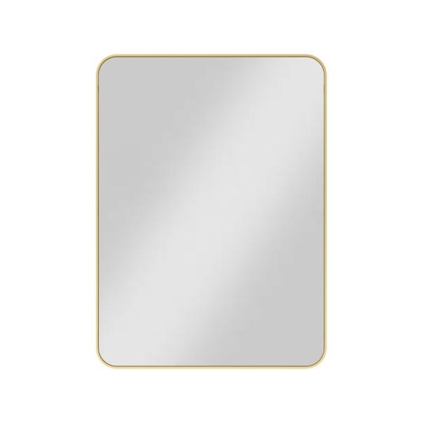 22 × 30 in Rounded Rectangle Metal-Frame Wall Mirror — Brushed Gold shown