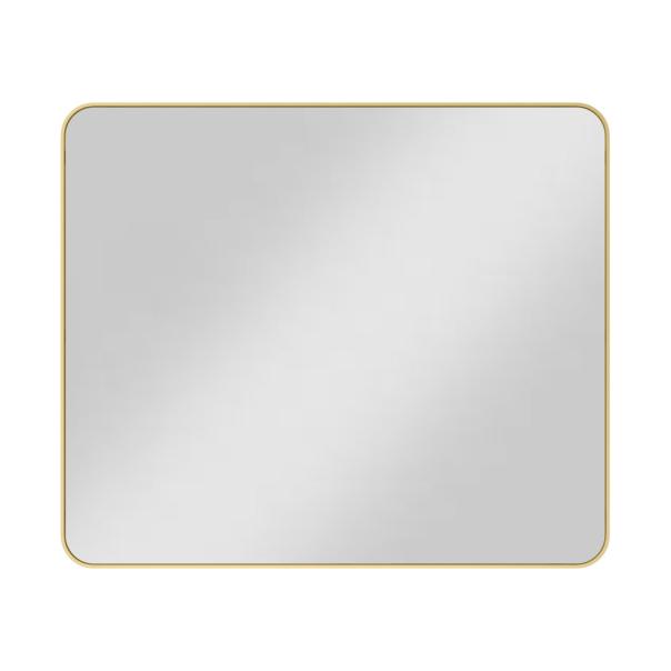 33 × 28 in Rounded Rectangle Metal-Frame Wall Mirror — Brushed Gold shown