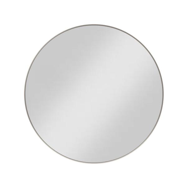 30 in Round Metal-Frame Wall Mirror — Satin Nickel shown