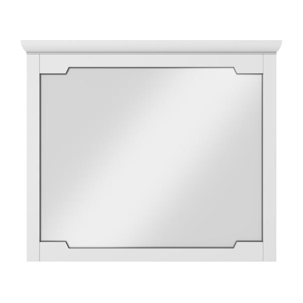 40 × 34 in Contoured-Frame Beveled Wall Mirror — White shown