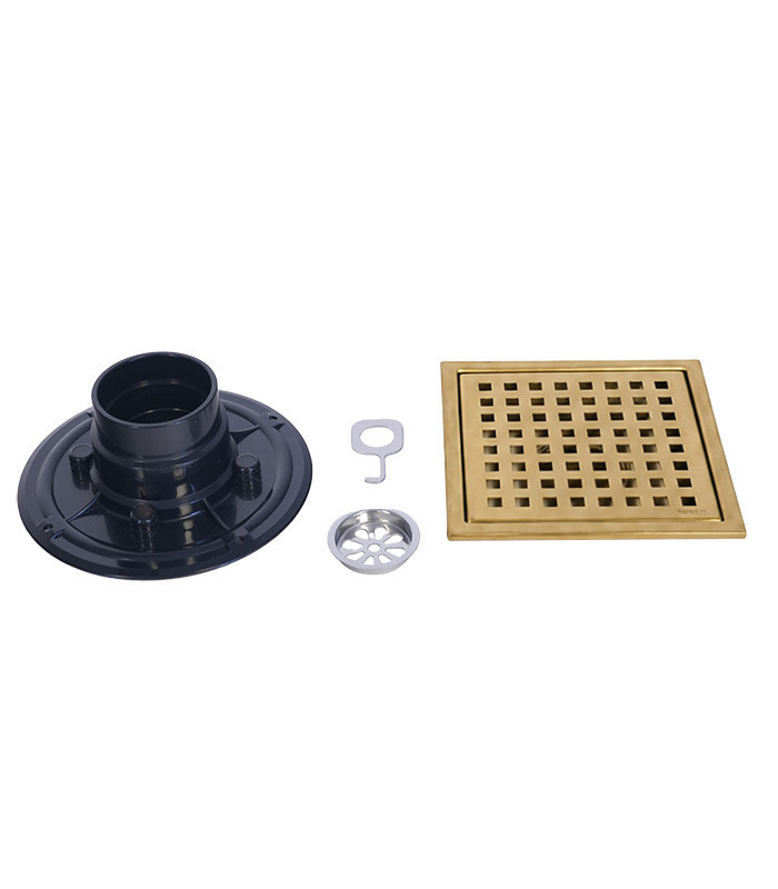 Square Shower Drain with Removable Pattern Grate