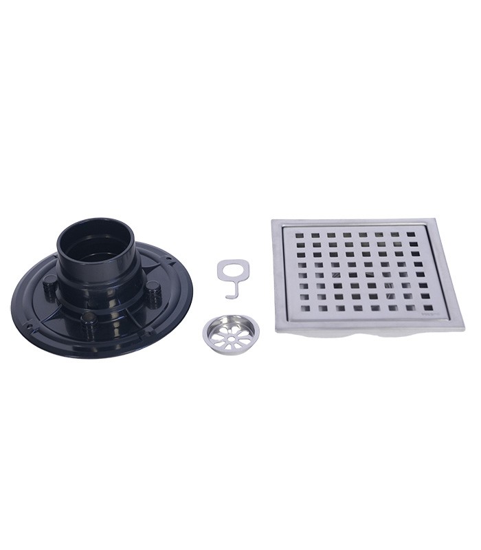 Square Shower Drain with Removable Pattern Grate
