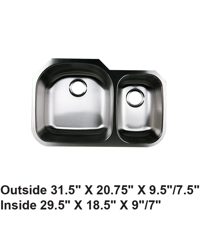 Undermount Double Bowl 70/30 Stainless Steel Sink
