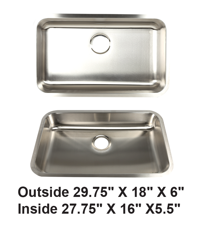 Undermount Single Bowl Stainless Steel ADA Sink