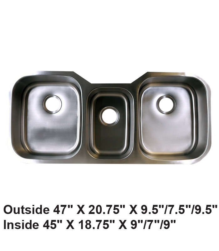 Undermount Triple Bowl Stainless Steel Sink