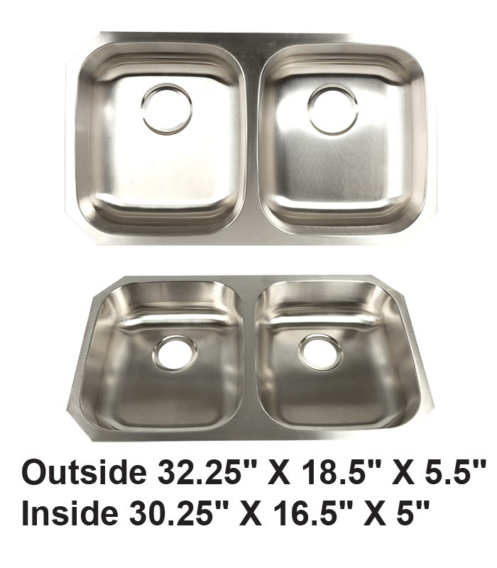 Undermount Double Bowl 50/50 Stainless Steel ADA Sink