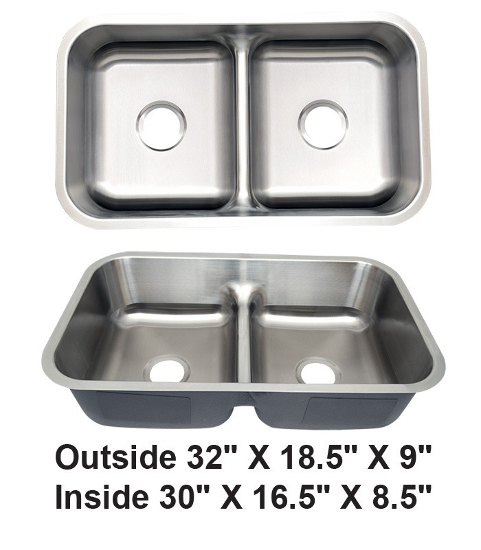 Undermount Double Bowl 50/50 Stainless Steel Sink with Low-Divided