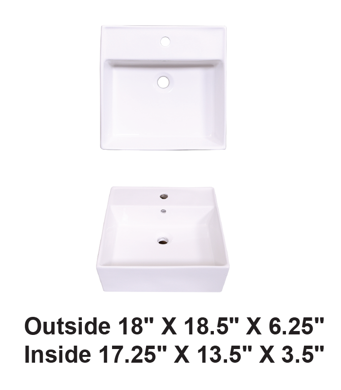 Above Counter Ceramic Sink White