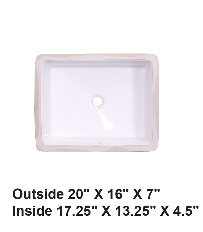Undermount Rectangular Ceramic Sink White