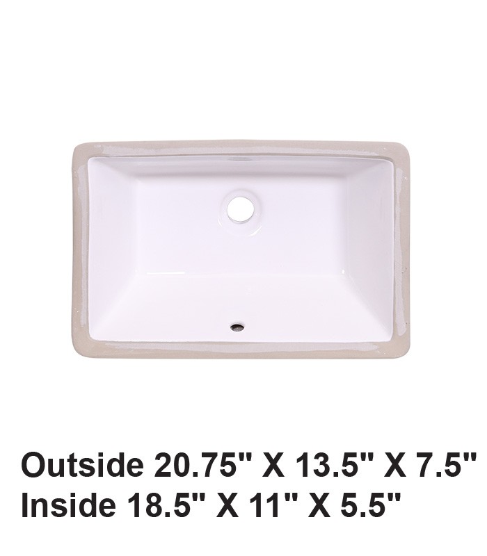 Undermount Rectangular Ceramic Sink White