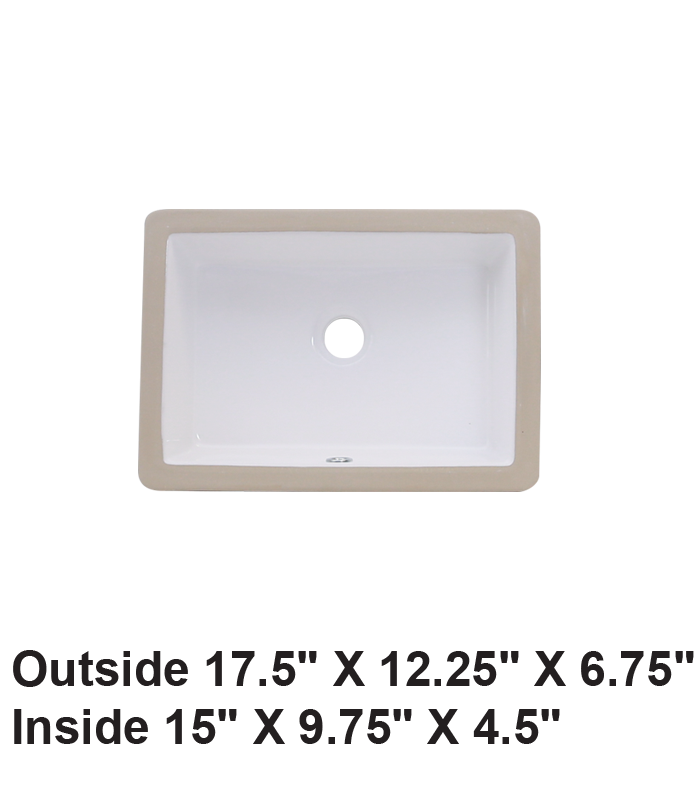 Undermount Rectangular Ceramic Sink White
