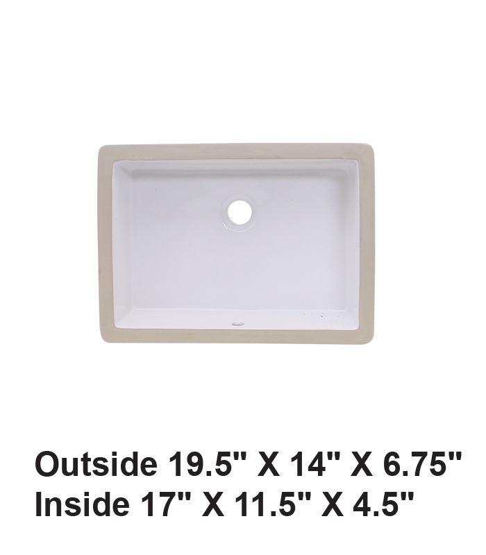 Undermount Rectangular Ceramic Sink White