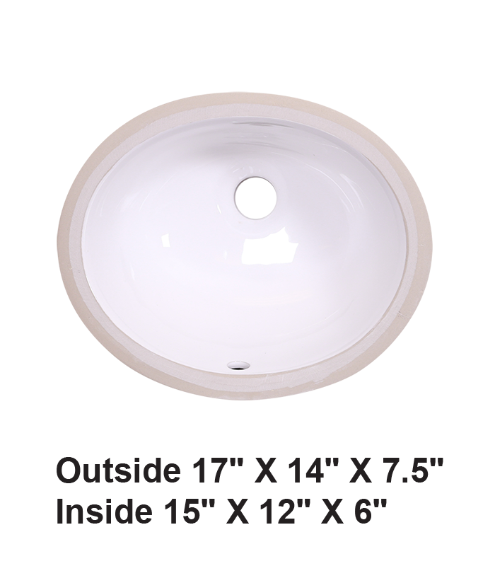 Undermount Oval Ceramic Sink White