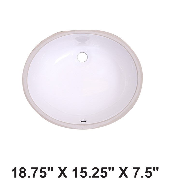 Undermount Oval Ceramic Sink White