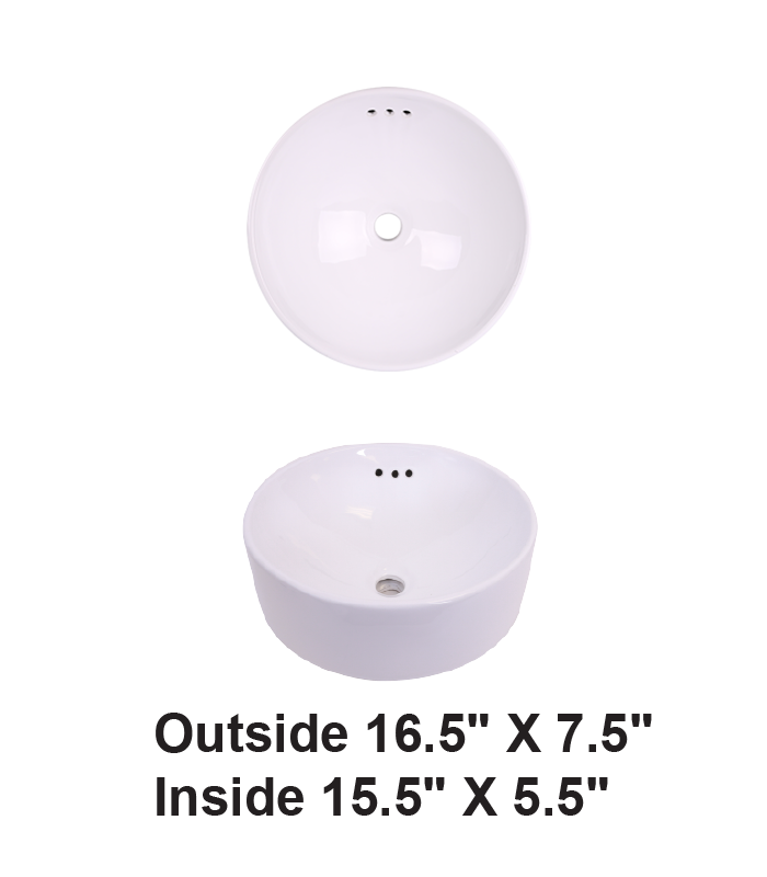 Above Counter Ceramic Sink White