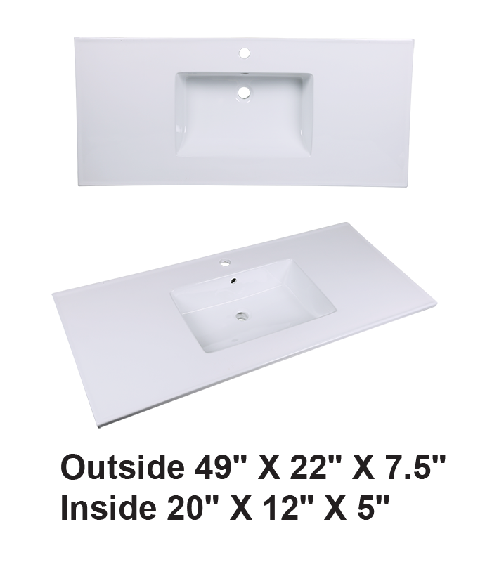 Vanity Top Ceramic Sink White
