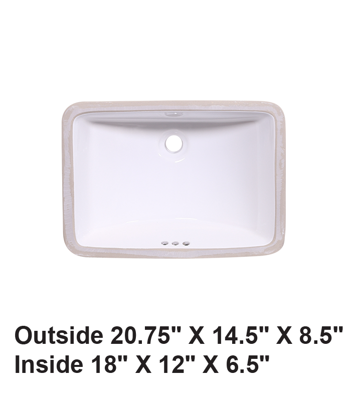 Undermount Rectangular Ceramic Sink White
