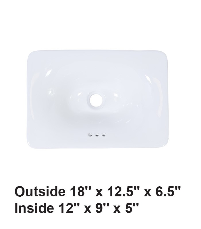 Drop-in Ceramic Sink White
