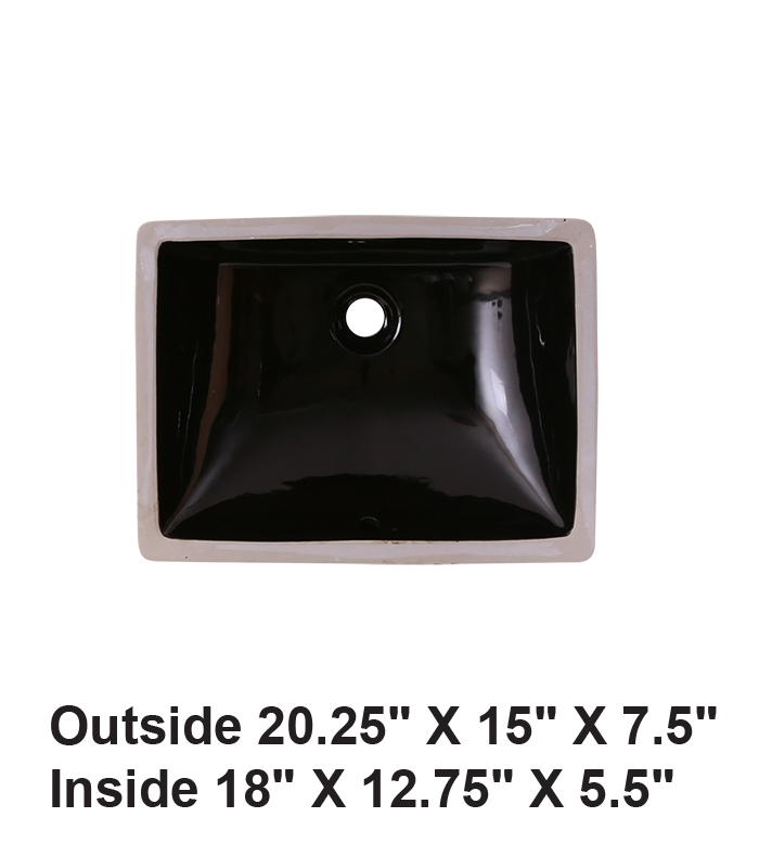 Undermount Rectangular Ceramic Sink Black