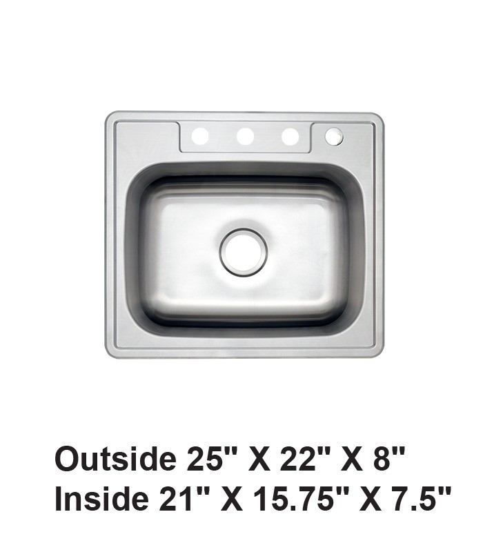 Drop-in Single Bowl Stainless Steel Sink