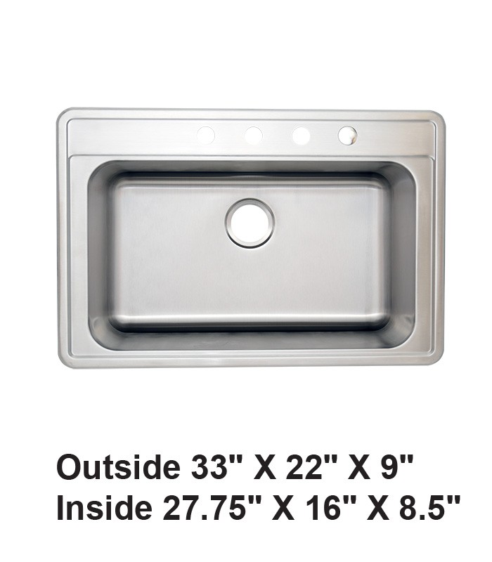 Drop-in Single Bowl Stainless Steel Sink