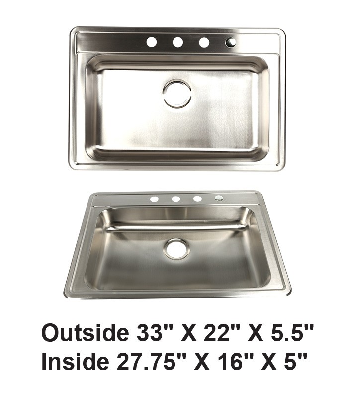 Drop-in Single Bowl Stainless Steel ADA Sink