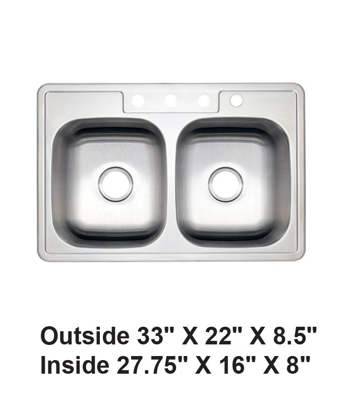 Drop-in Double Bowl 50/50 Stainless Steel Sink