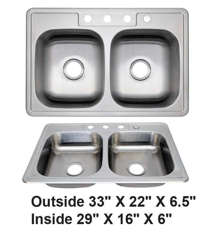 Drop-in Double Bowl 50/50 Stainless Steel Sink