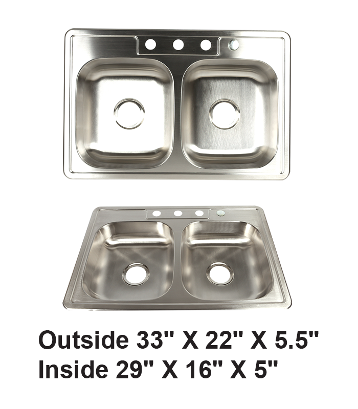 Drop-in Double Bowl 50/50 Stainless Steel ADA Sink