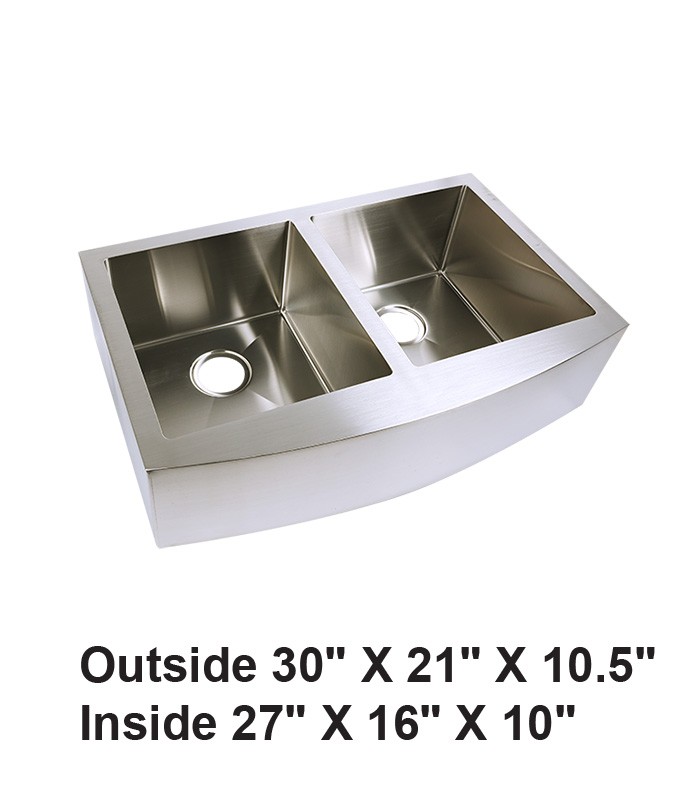 Double Bowl 50/50 Farmhouse Apron Front Stainless Steel Sink