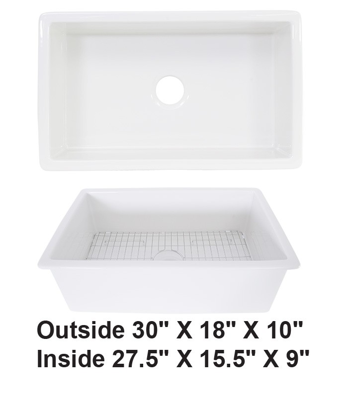 Single Bowl Undermount Fireclay Sink White