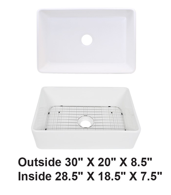 Single Bowl Farmhouse Porcelain Sink White