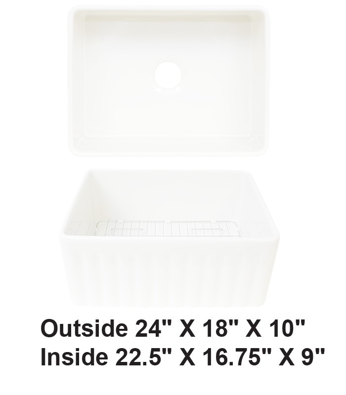 Single Bowl Farmhouse Fireclay Sink White